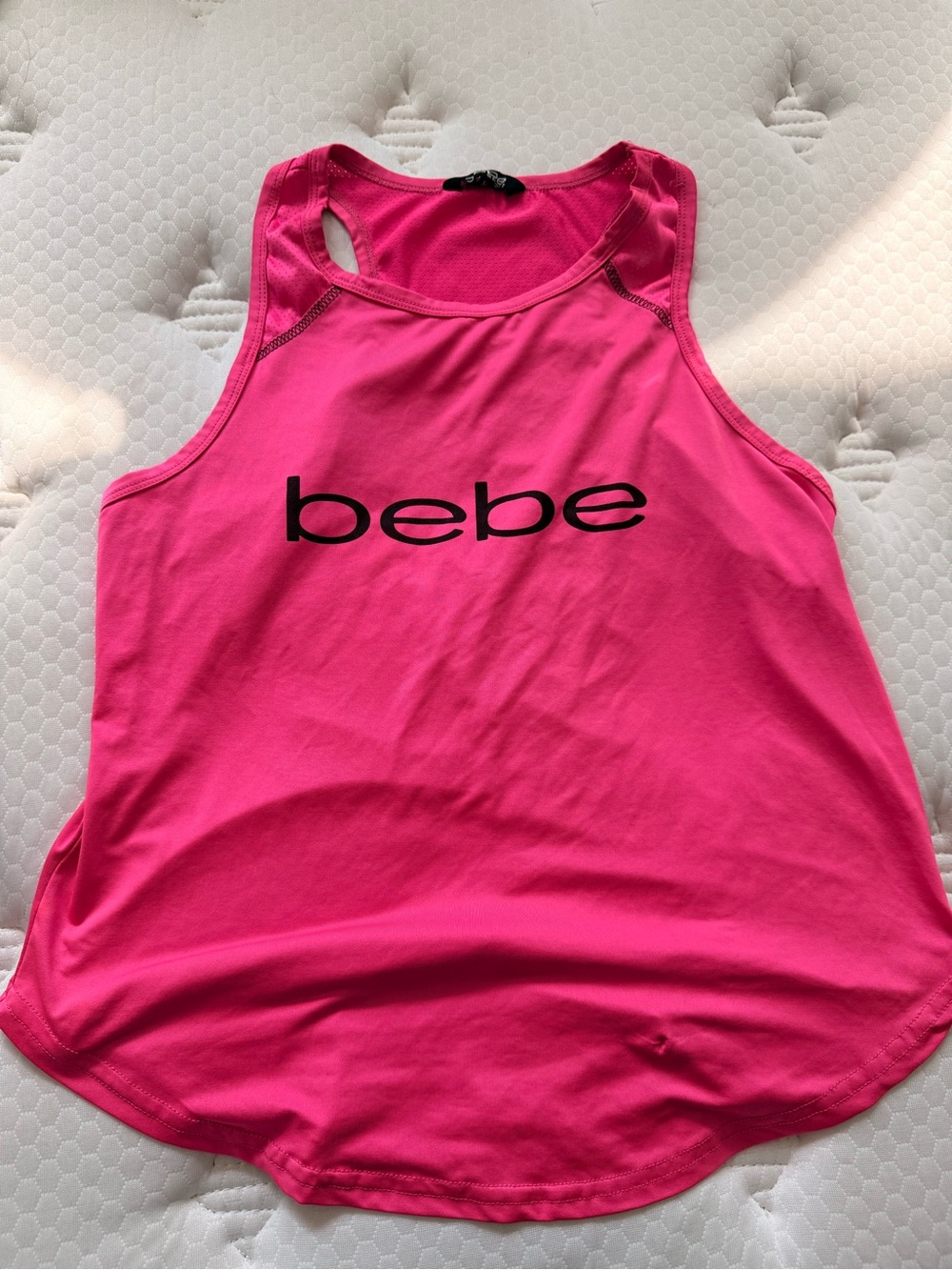 bebe Hot Pink Logo Racerback Tank